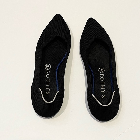 Rothy's Womens 9.5 The Point Black Solid Knit Fabric Ballet Flats Everyday Shoes - Picture 3 of 9